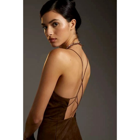 ANTHROPOLOGIE | Faux Suede Strappy Back Midi Dress | NWT - Picture 3 of 4